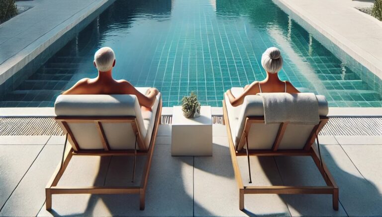 Setting by Their New Pool